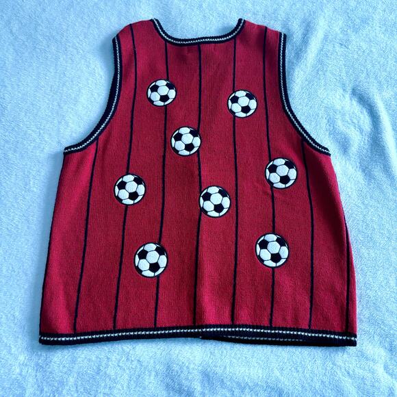 Vintage Red Soccer Sweater Vest - Picture 2 of 7